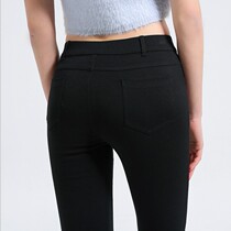 Extra-large size small black pants woman 200 catty plus fat mm fat younger sister Outer wearing spring and autumn thin section high waist beating bottom pants