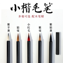 Yu Meiren brush small letter pen Wolf small small number write small seal Scribe pen copy Zi Min professional grade calligraphy fine Head Heart Sutra special fly head small small box very fine set with ink
