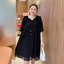 Sweet foraging large yard womens clothing 2023 summer fat mm 300 kg lady temperament light luxury rubbed dress