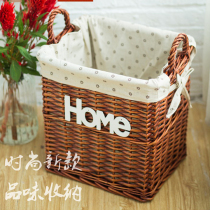 New ins Nordic large dirty clothes basket storage basket storage Willow Rattan woven laundry basket fabric square storage bucket