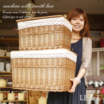 Home extra-large rattan Wicker Wicker pastoral with lid storage basket dirty clothes basket rattan basket basket storage box finishing box basket