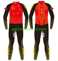 China Red Five Star Line Clause Short Track Suit Long Siamese Skating Sportswear
