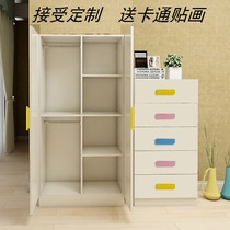  Childrens wardrobe storage cabinet Wooden simple baby baby small wardrobe hanging wardrobe newborn five-bucket chest of drawers