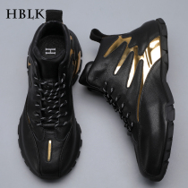 Autumn mens shoes high-end trend Joker leisure sports shoes mens British leather mens inner height father shoes
