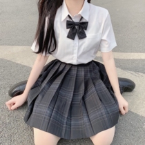 Carbon gray jk uniform skirt genuine suit Full set of college style summer original spot girl student rabbit seam seam grid skirt