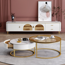 Rock Plate TV Cabinet Tea Table Composition Modern Minima Living Room 2021 New Home Small Family Style Light Extravagant Upscale Wind