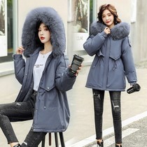Parker womens 2021 new cotton-padded jacket loose Slim Plus velvet thick winter cotton coat