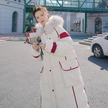 White long cotton-padded women winter Korean version of loose 2021 new knee down cotton jacket thickened coat ins