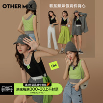 OtherMix fake two pieces sports vest female 2021 irregular design wearing sleeveless top