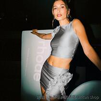 European and American ins style womens sleeveless slim-fitting vest tight-fitting short hip skirt two-piece ladies suit