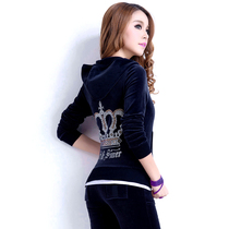 Golden Silk Velvet Sportswear Suit Women Spring 2022 New Fashion Foreign Air Casual Bronzing and Wear Two Suits