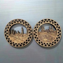 Muslim home decoration refrigerator stickers wooden carving magnets Hui Hui Hui supplies ethnic crafts pair