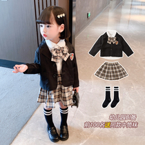 Korean girls autumn jk dress dress 2021 children Spring and Autumn college style female baby suit pleated skirt three-piece set