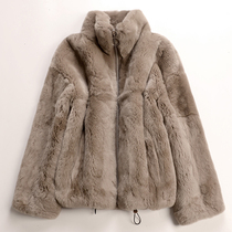 Whole leather Rex Rabbit Hair Fur Coat Womens Short Profile Thin Young Rabbit Hair Fur One Coat 2021 Winter