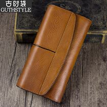 Retro Head Layer Bull Leather Mens Hand Bag Handmade Wallet leather wallet Leather Wallet Mans length Zip 2021 New