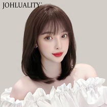 Full set of short hair type simulation round face natural woman wig Lady long hair full real hair silk summer real hair head cover fake kk