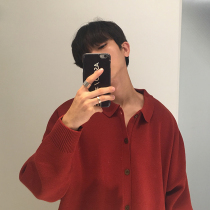  MRCYC Korean sweater tide retro lapel pullover solid color loose half-open long-sleeved knitted sweater jacket tide