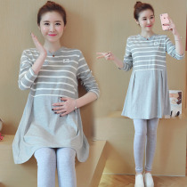 Pregnant women autumn set 2021 New Fashion long sleeve cotton top small size dress spring and autumn