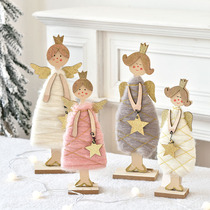 Nordic Christmas decoration wool felt little Angel wooden desktop ornaments creative scene arrangement Christmas decorations