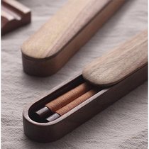 (Japanese chopstick box)Red sandalwood carrying bag Wooden chopsticks Student chopsticks storage Office workers travel outdoor tableware set