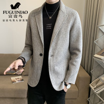 Fugui bird autumn and winter double-sided cashmere coat men Korean version of slim suit men casual wool woolen woolen coat