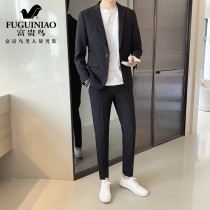Fugui Bird Suit Mens Spring and Autumn Thin Korean Fashion Slim Two-Piece Mens Casual Suit Jacket