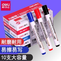Del Whiteboard pen erasable black blue red ink water-based large capacity children non-toxic color wholesale