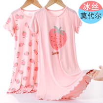 Girls Modal nightgown summer pajamas thin summer girls mother and daughter baby children cotton home clothes