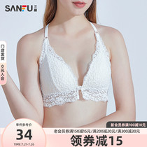 Sanfu 2021 summer thin B cup no rim bra sexy lace cross beauty back front buckle womens underwear 398975