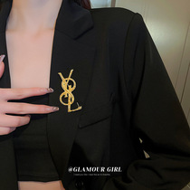 Korean personality design metal alphabet chest needle style high-sensitive suit pin temperament accessories female