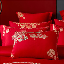 Wedding bedding Small pillow embroidery big red wedding room accessories Festive embroidery pillow multi-piece set cotton