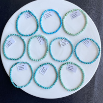 Natural turquoise bracelet men and women style wingstring original mine three no high porcelain blue green net flower clean Qin ancient material