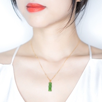 18k gold first-class Hetian jade jasper pendant festival high rise wealth bamboo gold inlaid jade necklace for birthday gift