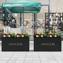 Outdoor wrought iron planting flower box Sales department Square milk tea shop flower bed partition custom combination courtyard flower slot flower rack