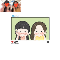 Q version hand-painted head portrait cartoon character image animation design couple comics live photo painting head portrait fixed production