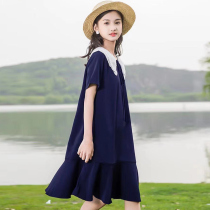 Female big child dress 2021 summer new fat girl summer dress 12 loose 13 chiffon 15-year-old girl skirt tide