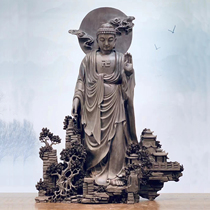 Ebony and gloomy wood carving ornaments Buddha statue Sakyamuni Rushana Buddha figure root carving statue Vairochana