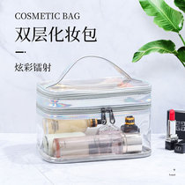 Transparent cosmetic bag large capacity 2021 dry and wet separation waterproof wash bag women travel cosmetics storage bag factory