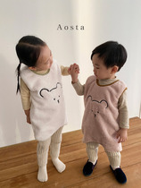 South Korea South gate imports 21 winter male and female children baby stunted line cartoon set head sleeping bag aosta