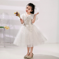 Girls High-end Wedding Dress Flower Children Birthday Party Princess Dress Host Childrens Pengpeng Yarn Piano Performance Clothing