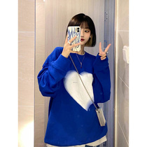 ins Super fire Klein blue clothes female 2021 Autumn New Korean loose lazy wind bf Joker coat tide