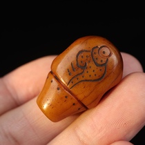 Hand-carved conch totem old material spirit bone Buddha beads three links play star moon yak bone Buddha head Buddha beads