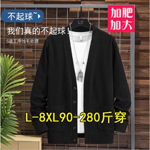 King size mens cardigan V-neck loose fat plus size fat sweater spring and autumn casual thin line jacket 8