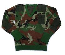 Military style Gulf countries Gongfajun version V-neck camouflage wool epaulette patch military fan sweater 2 colors