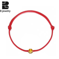 18K gold transfer bead bracelet chain anklet female hard gold cat eye gold bead adjustment red rope this year jewelry