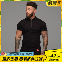European and American trendy new pure cotton mens fitness polo casual zipper blouses business short sleeves breathable T-shirt thin