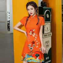 Improved cheongsam new style 2021 large size fried Street young girl coat Chinese style national tide small Autumn short