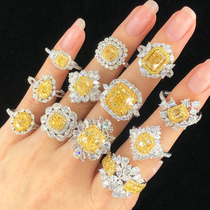 ming qi jewelry 20 fen 30 minutes 1 karat natural GIA yellow loose diamonds heart-shaped water cushion ring necklace customization