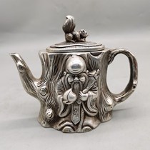 Copper old birthday Star copper pot White copper silver-plated longevity jug teapot ornaments antique antique copper miscellaneous collection pure