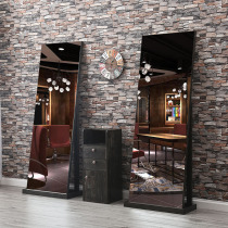 Solid wood barber shop mirror table cabinet integrated salon mirror Net red hair salon special floor mirror single and double sided simple